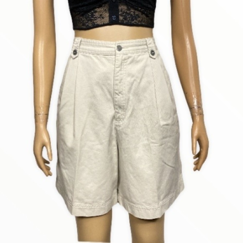 Vintage 90s Liz-sport Bermuda Shorts Pleated High waist Beige size 12